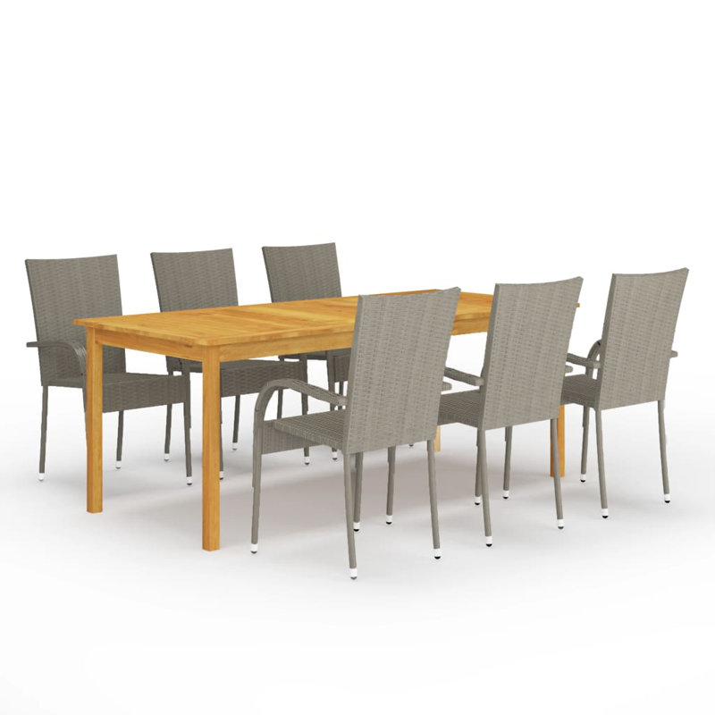 Rectangular 6 - Person Dining Set, 35.4" W x 78.7" L x 29.1" H, Gray