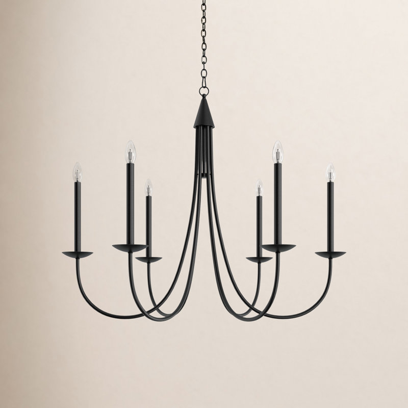 Baltray 6-Light Chandelier, Noir, H 35,3 po x l 42 po x P 42 po