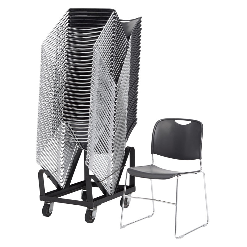 NPS 8500 Series Ultra-Compact Stackable Chair with Transport Dolly, Gunmetal