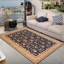 Tapis bleu / brun en laine noué à la main 9 pi 7 po x 14 pi 6 po Charita