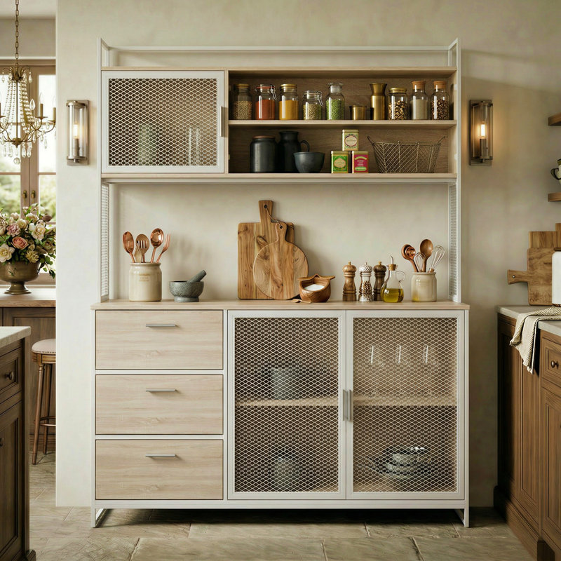 Garde-manger 68,5 po Zelpha, Beige / Blanc