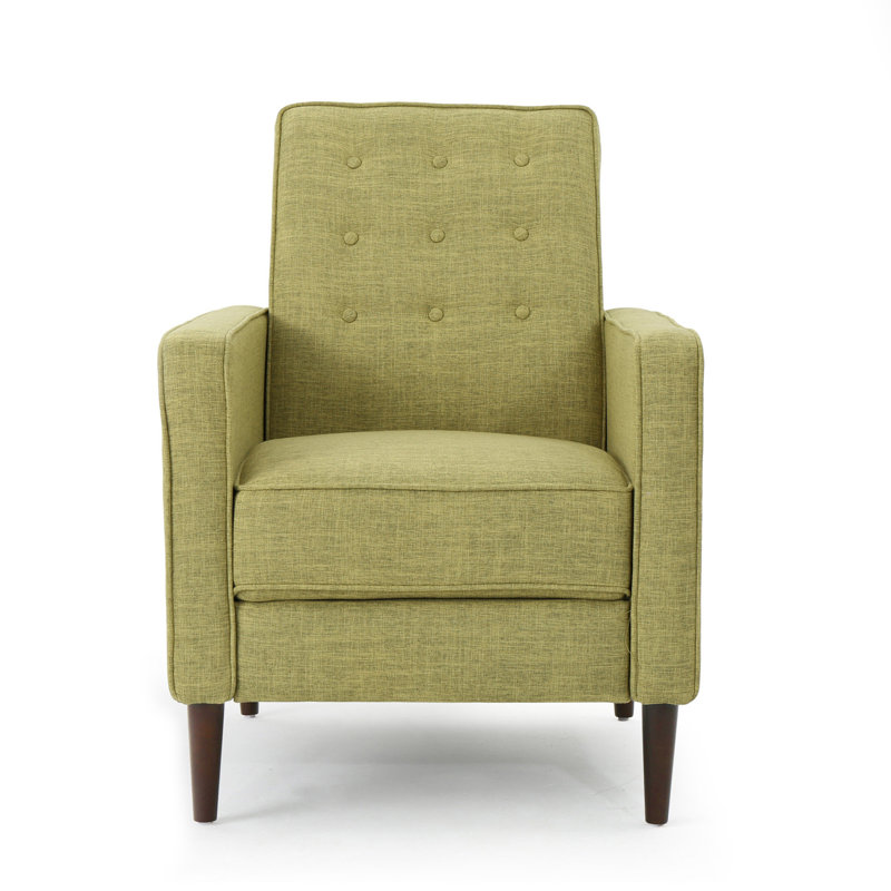 Fauteuil inclinable manuel capitonné à boutons, Polyester vert