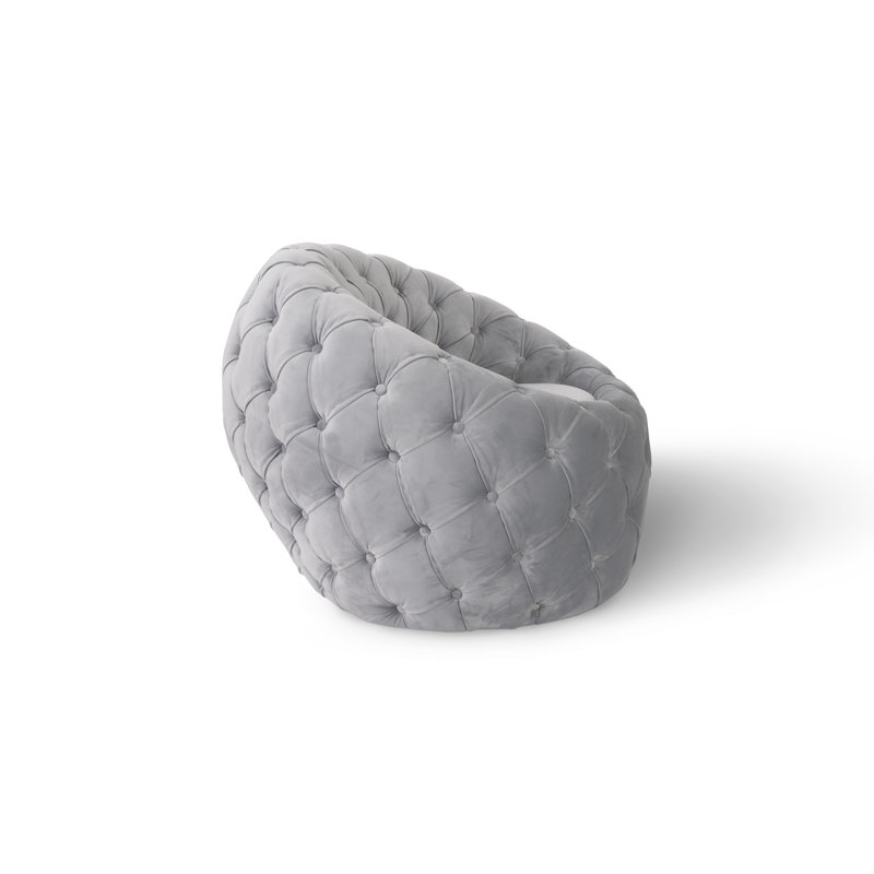 Seating 35" Wide Tufted Barrel Chair, Cool Gray Velvet