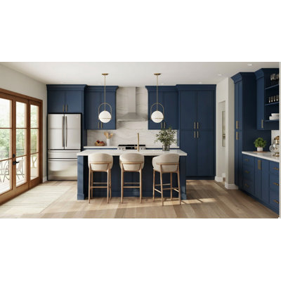 Gallery Express Alton Assembled 30 in W X 24 in D X 34.5 in H Base Cooktop Kitchen Cabinet with Single False Drawer Front in Navy