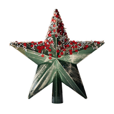 Christmas Decoration Luminous Iron Christmas Tree Top Star Five-Pointed Star Tree Top Star Led Light Decoration Star