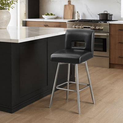 Wyndham Metal And Upholstered Key Back Adjustable Height Swivel Stool