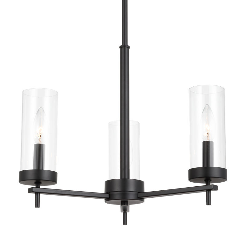 Lustre classique à 3 lumières avec abat-jour, Noir