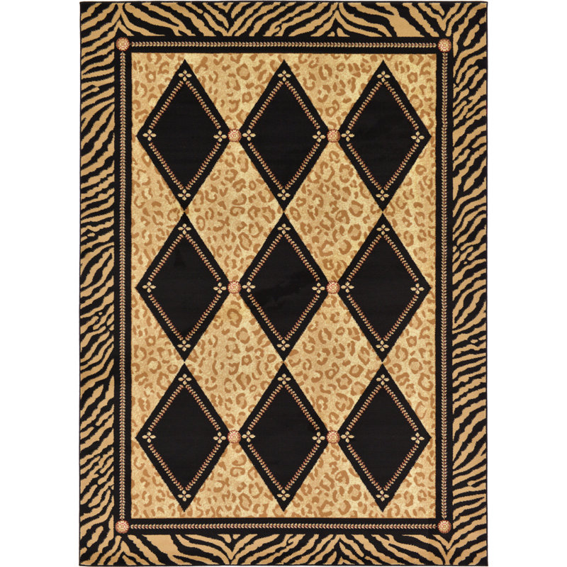 Tapis brun à motif géométrique Testerman, Rectangle 7 pi 1 po x 10 pi