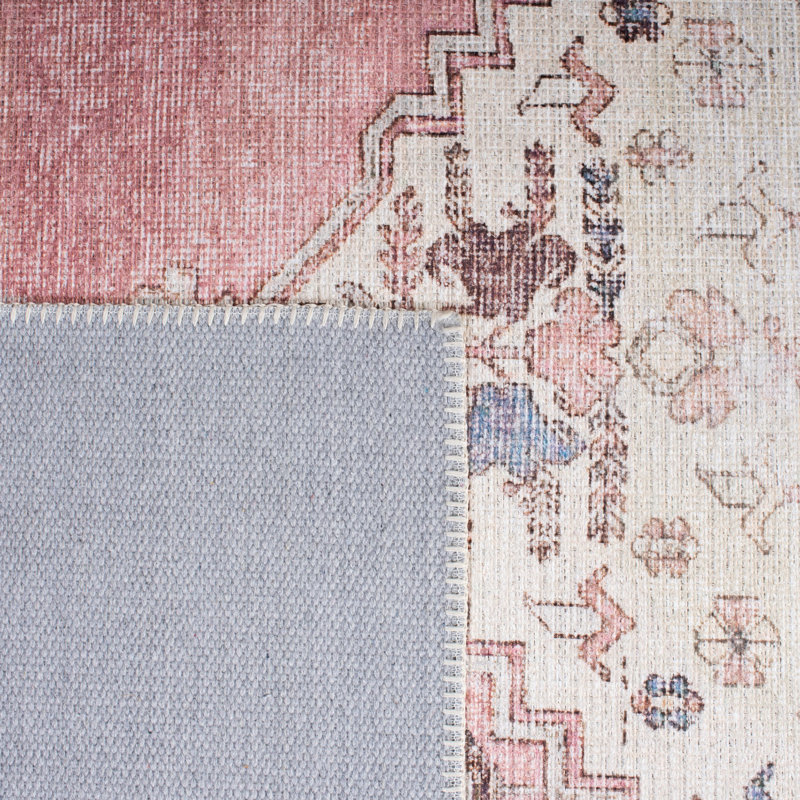 Tapis oriental ivoire / rose Adelene, Rectangle 5 pi 3 po x 7 pi 7 po