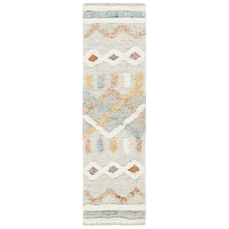 Tapis ivoire en laine touffeté à la main Kara, Tapis de couloir 2 pi 3 po x 10 pi