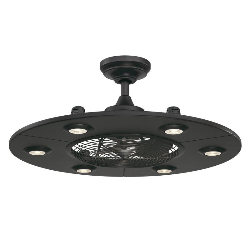 Clairene 12'' Ceiling Fan with LED Lights, Black