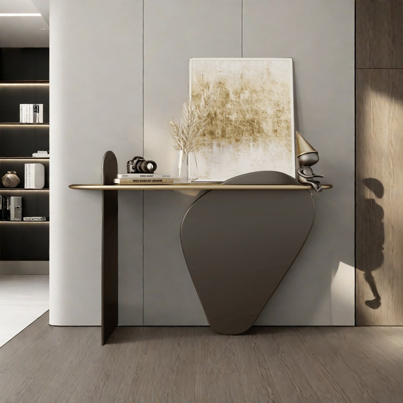 Console Modern Luxury Art, Brun, H 33,46 po x l 55,12 po x P 13,78 po, Gris