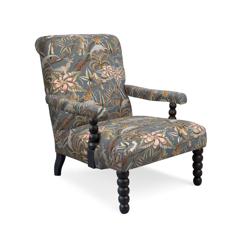 Pod Occasional Chair Upholstered in Ardmore Fabric, Pangolin Park Ash Linen Blend