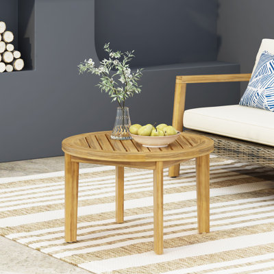 Kerstanski Round Acacia Outdoor Coffee Table , 27'' in. W 27'' in. D