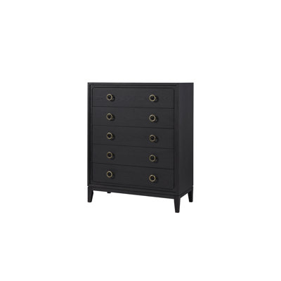 Kevin Wooden Chest with 5 Storage Drawers & Metal Handles