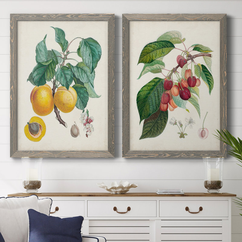Abricot Peche - ensemble de reproduction d'art sur toile, H 37,5 po x l 55 po x P 1,5 po, Toile avec cadre gris, Pas de tapis