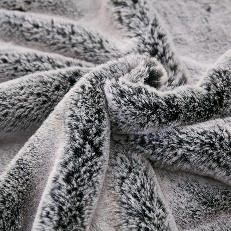 Heavy Faux Fur Throw Pillow Cover, Black, 20' H x 20' W