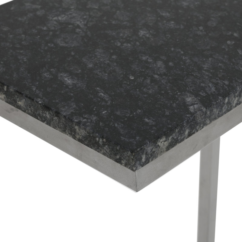 Ensemble de 2 tables d'appoint Arquette, Plateau noir / base argent