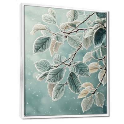 Samara Snowy Leaves In The Forest II - feuilles, décoration murale