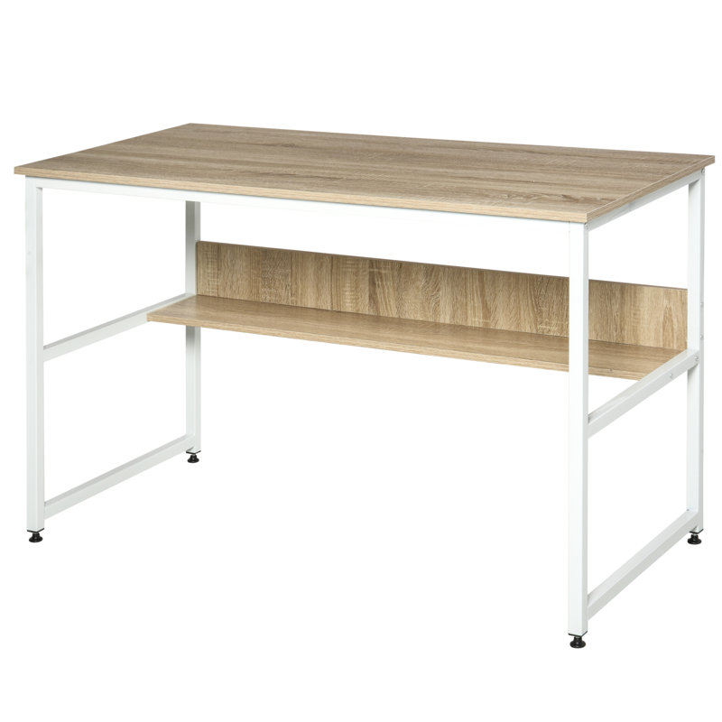 Correia Metal Base Writing Desk, Oak, White