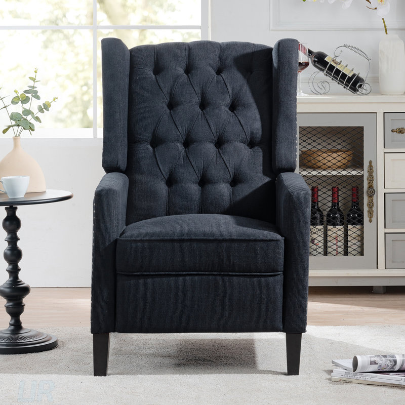 27.16" Wide Manual Wing Chair Recliner, Recliner, Black Fabric