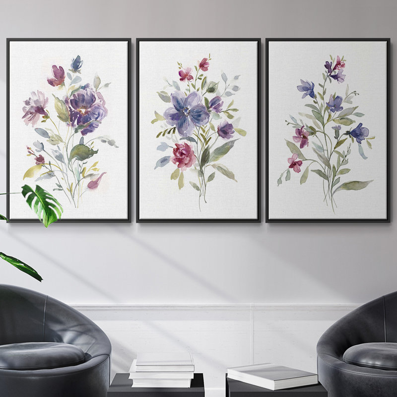 Variété de couleurs I, ensemble de 3 toiles encadrées sur toile, Cadre flottant noir, H 36 po x l 72 po