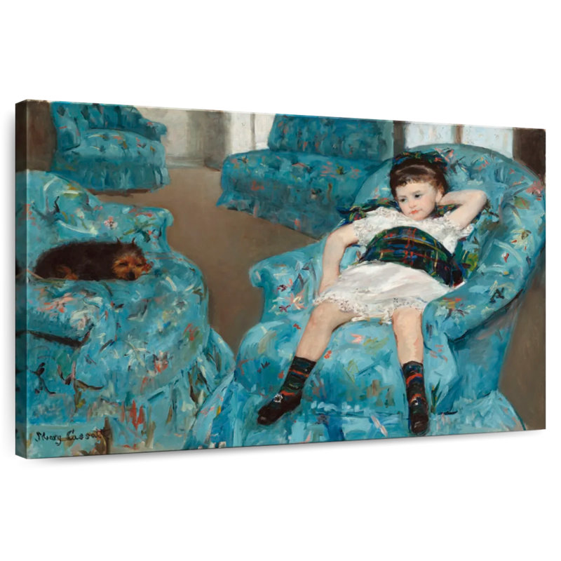 Leisha, petite fille dans un fauteuil bleu, 1878, H 20 po x l 30 po
