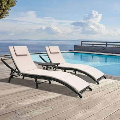 Outdoor 3 Pieces Patio Adjustable Chaise Lounges Set by Red Barrel Studio