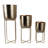 Metal Iron Planter Set With Textured Hammered Design And Modern Geometric Stands, Decorative Accent For Indoor Or Outdoor Display, Set Of 3-1083056145
