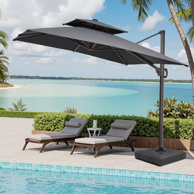 128'' X 104'' Aluminum Rectangular Cantilever Umbrella with Weighted Base