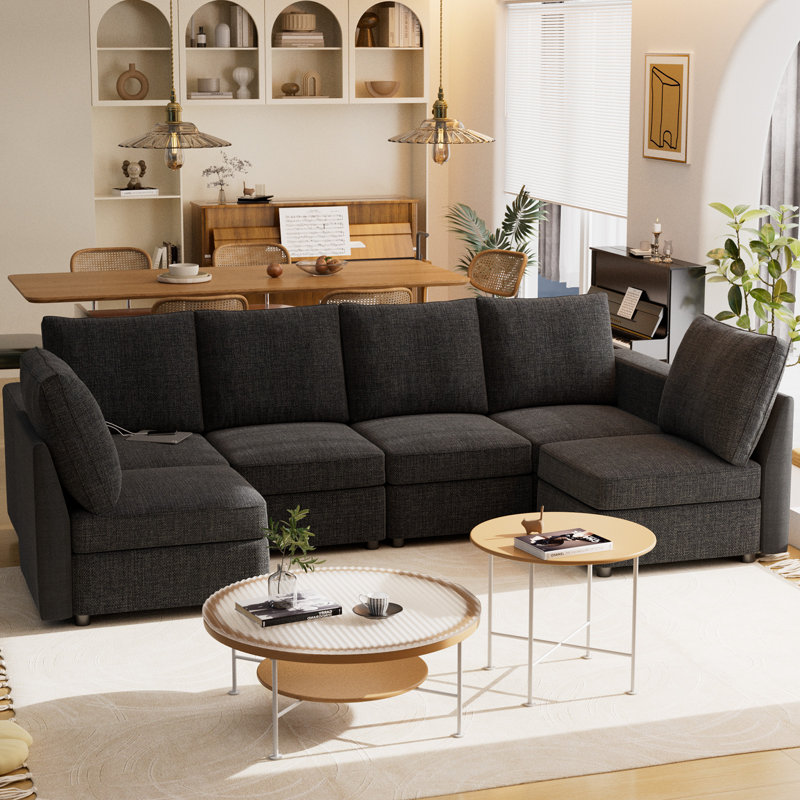 Canapé modulaire 6 pièces VINGLI, Polyester gris