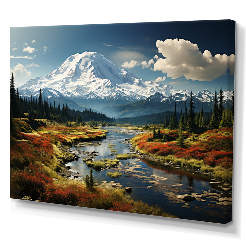 Art mural américain «Mount Rainier» - États-Unis, H 30 po x l 40 po x P 1,5 po, Toile tendue