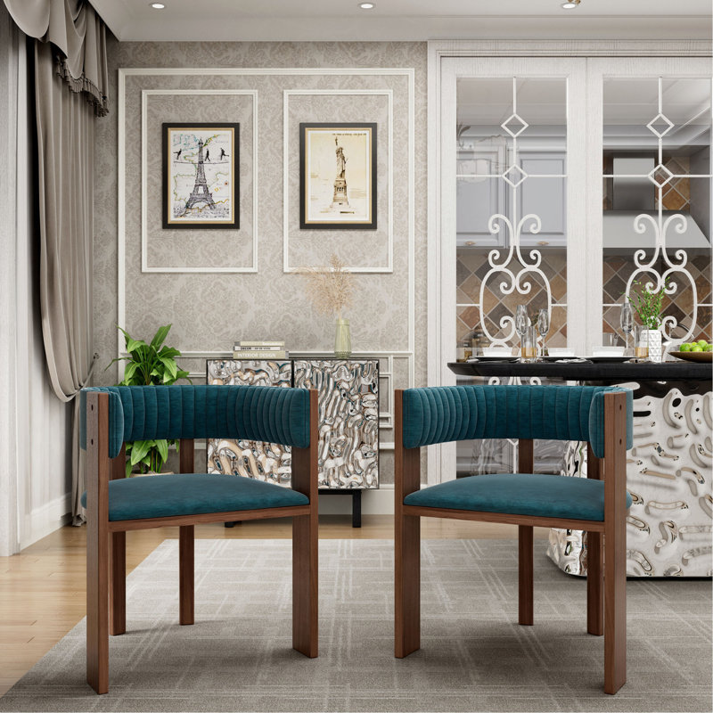 Chaise de salle à manger unique en bois à dossier courbé avec coussin de protection convenant à la cuisine ou à la salle à manger (ensemble de 2)