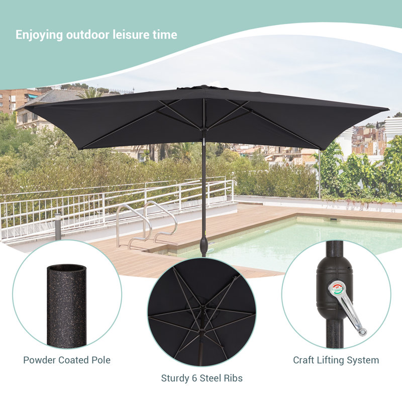 Parasol de marché rectangulaire 120 po x 78 po Doranda, Noir