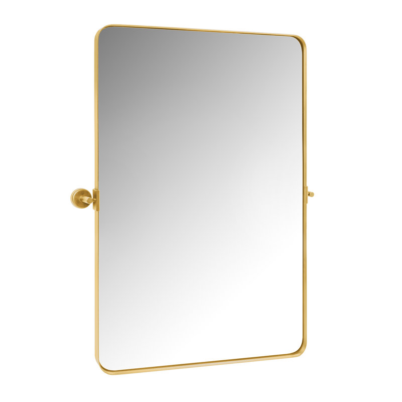 Khylia Metal Flat Wall Mirror, Gold, 30" H x 22" W x 1.2" D
