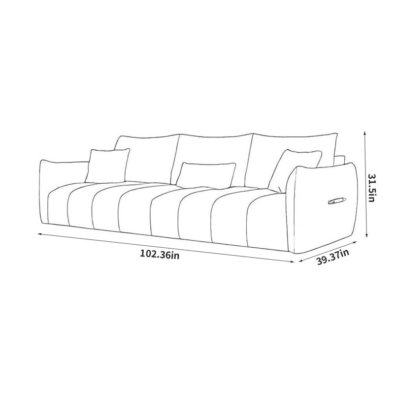 Canapé simple et créatif, 31,5 po x l 102,36 po x P 39,37 po, Jaune / blanc cassé, 2