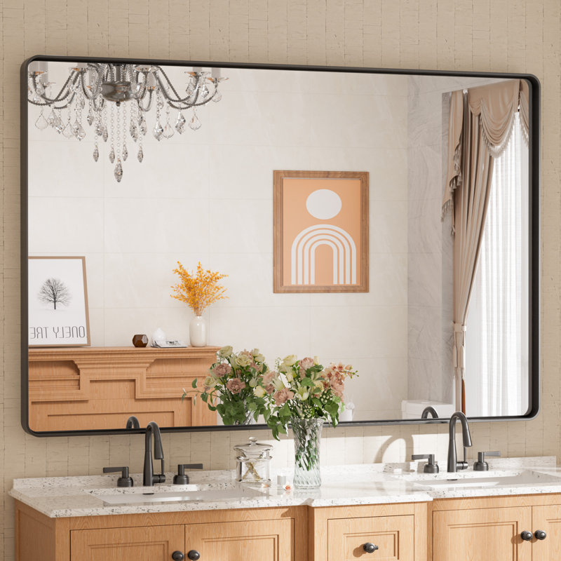 Miroir d'appoint Tyro, Noir mat, 36 po x 55 po, Rectangulaire
