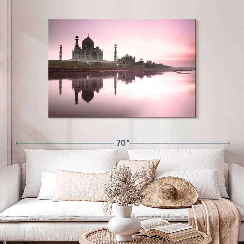 Kavia Taj Mahal depuis la rivière Yamuna, H 32 po x l 48 po
