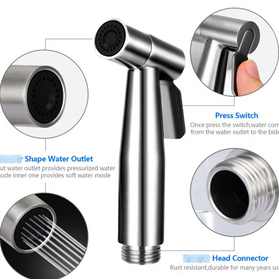 Bidet For Toilet - Stainless Steel, Leak, Adjustable Water , Easy Install, Bathroom And Pet Cleaning Flow, Installation, Feminine Hygiene