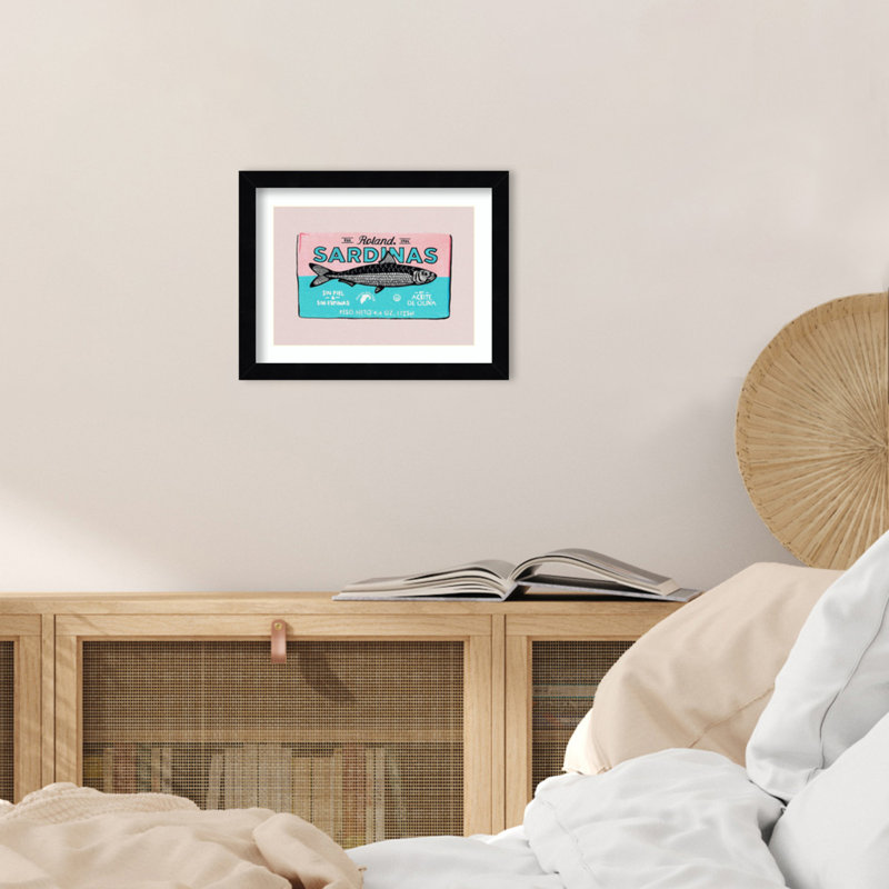 Roland Sardinas by Avyanna Wood Framed Wall Art Print, 10" H x 13" W, Framed Print with Mat, Svelte Noir Black