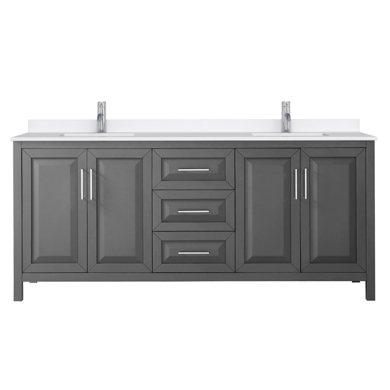 Daria 80'' W Vanity, Gray, Polished Chrome, Giotto Quartz