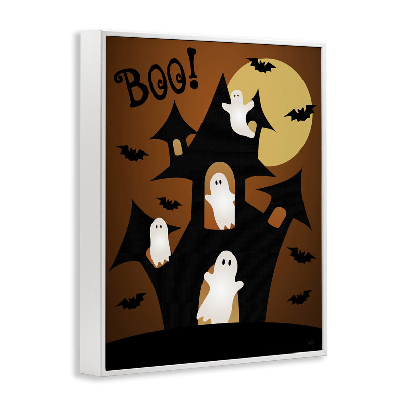 Ghostly Haunted House, giclée encadrée, design par Natalie Carpentieri, H 14 po x l 11 po
