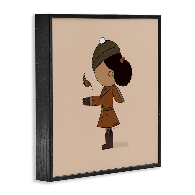 Fille automnale avec giclée à feuilles, conception de Sierra Siler, Giclée encadrée noir minuit, H 12 po x l 12 po