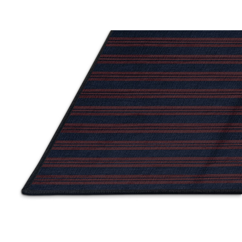 Machine Washable Horizontal Stripes Gray Area Rug, Rectangle 7' x 10'