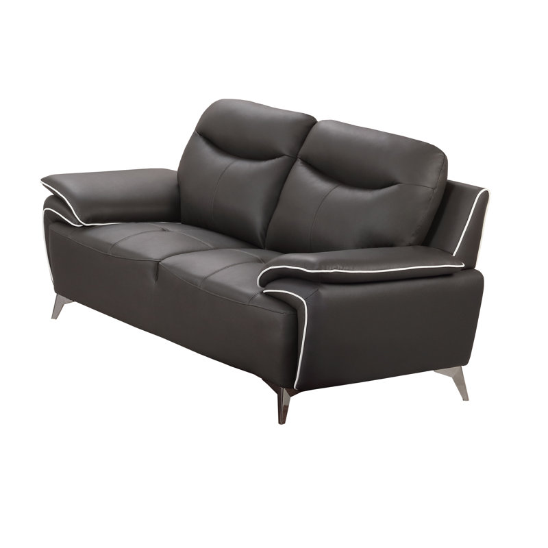 Liron Upholstered 68'' Loveseat, Dark Tan Genuine Leather