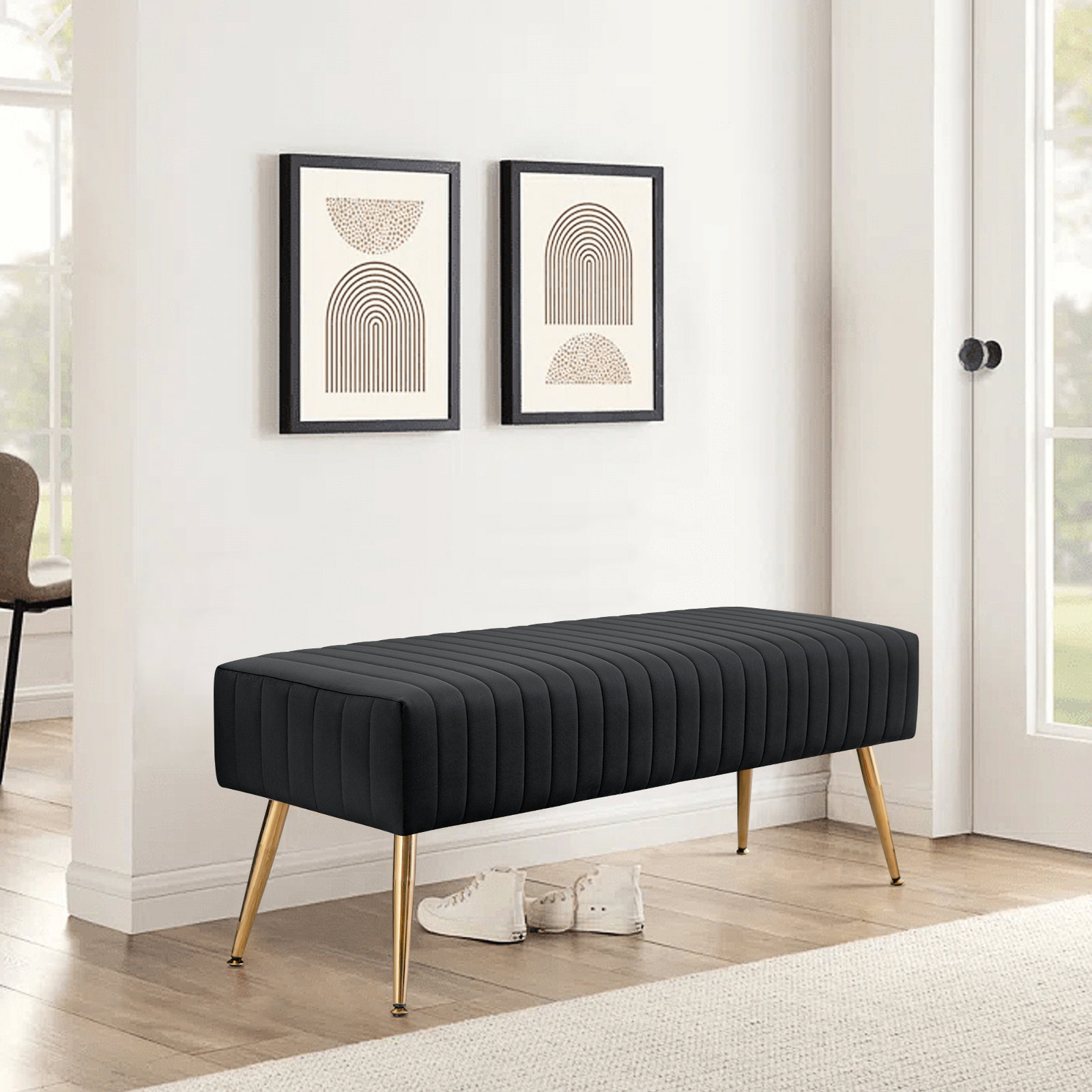 Black upholstered outlet bench