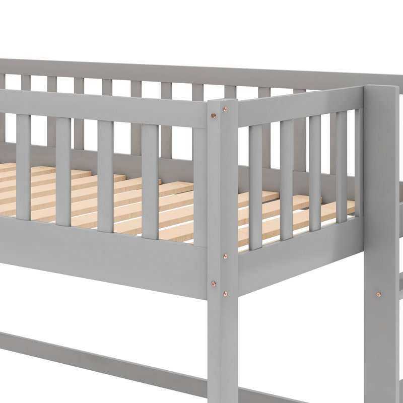 Lit simple mezzanine bas, gris et coulissant pour un lit de chambre à coucher luxueux avec délice amovible, Lit simple, Gris