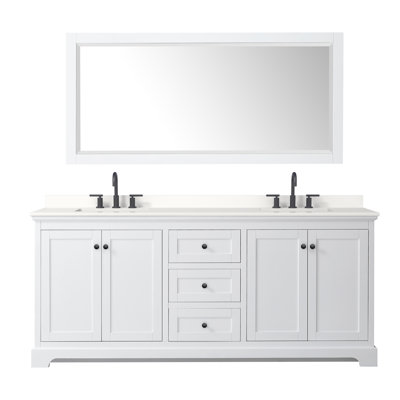 Meuble-lavabo double autoportant avec plateau Avery