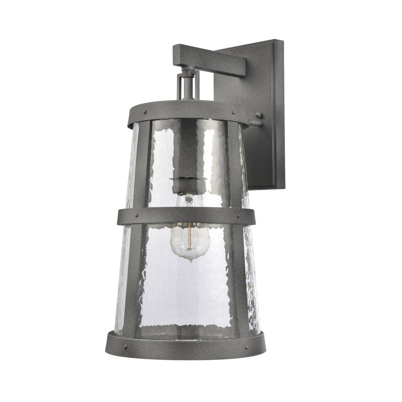 Applique murale d'extérieur 1 lumière de 18 po de hauteur Dakota - Zinc vieilli, H 18 po x l 9 po x P 11,25 po