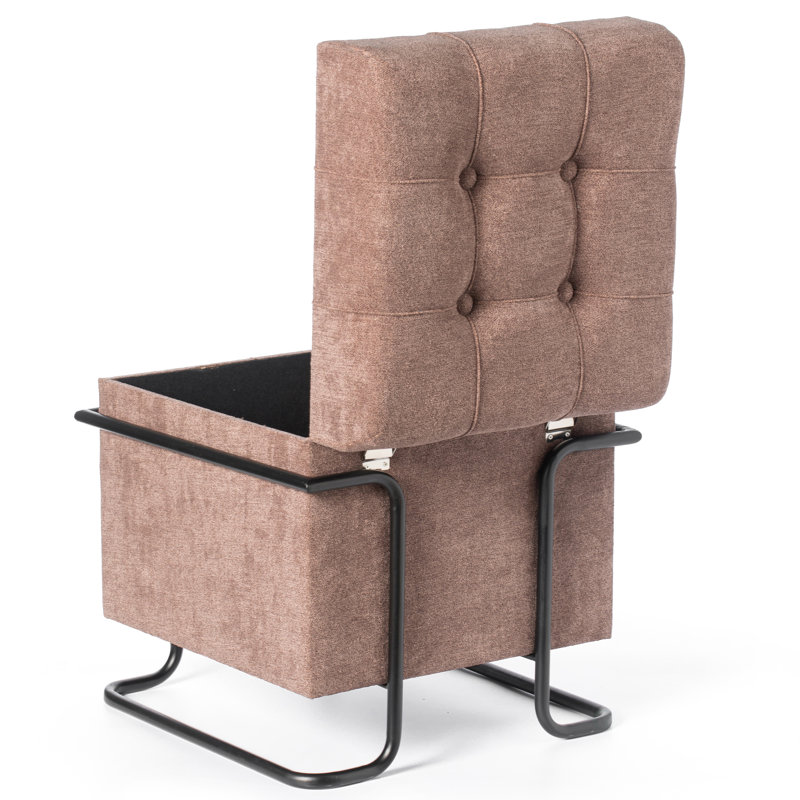 Millie Upholstered Ottoman, Brown Polyester Blend